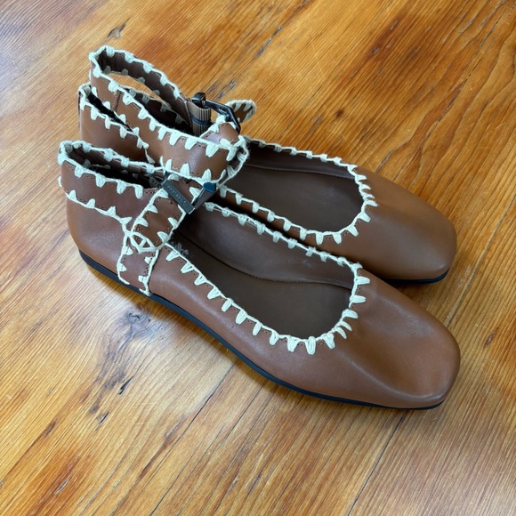 Free People Crochet Mystic Flat Tan camel 7.5 Current New Mary Jane - Picture 7 of 16